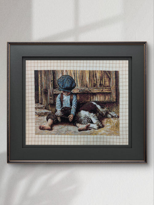 Cross-stitch The boy with the dog